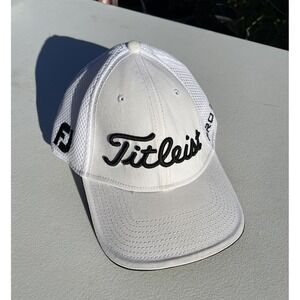 New Era Titleist Prov1 FJ FootJoy Golf White Pro Mesh‎ Size M / L Fitted Hat Cap